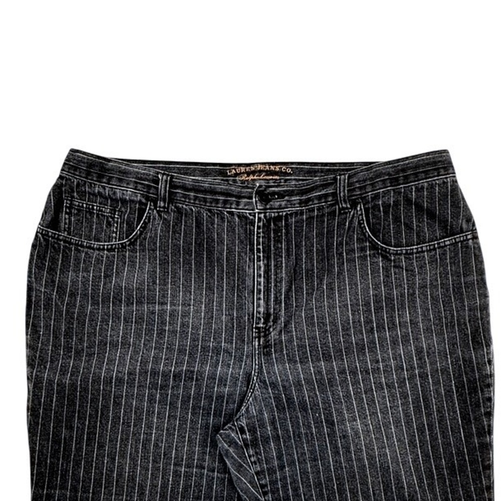 Lauren Jeans Co Ralph Lauren Black Pinstripe Straight Leg Jeans Plus Size 20W